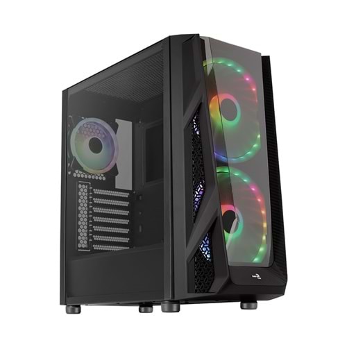 Aerocool NightHawk Duo ARGB 2 x 20cm 1 x 12cm Fan Siyah ATX Kasa AE-NGHTHWKD