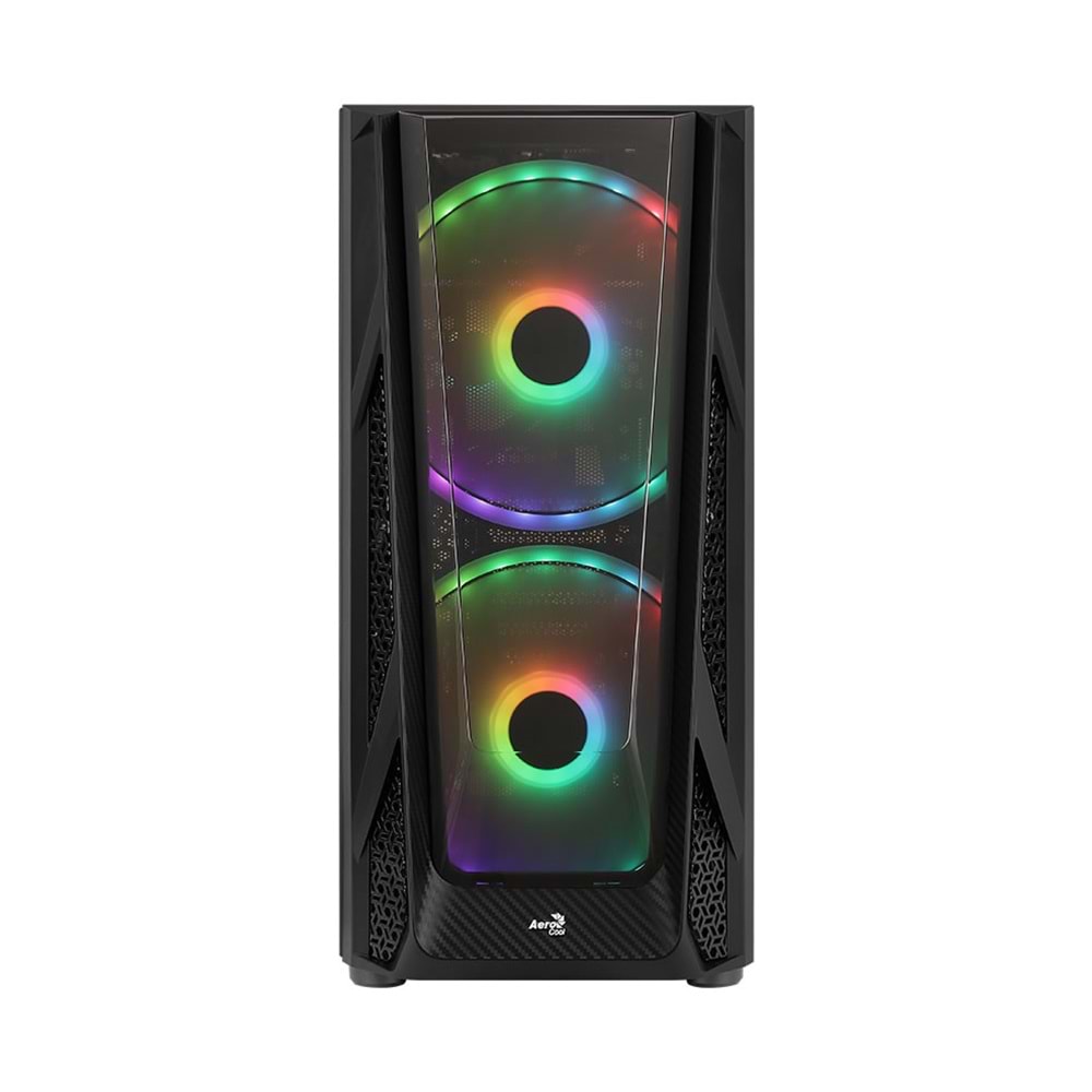 Aerocool NightHawk Duo ARGB 2 x 20cm 1 x 12cm Fan Siyah ATX Kasa AE-NGHTHWKD