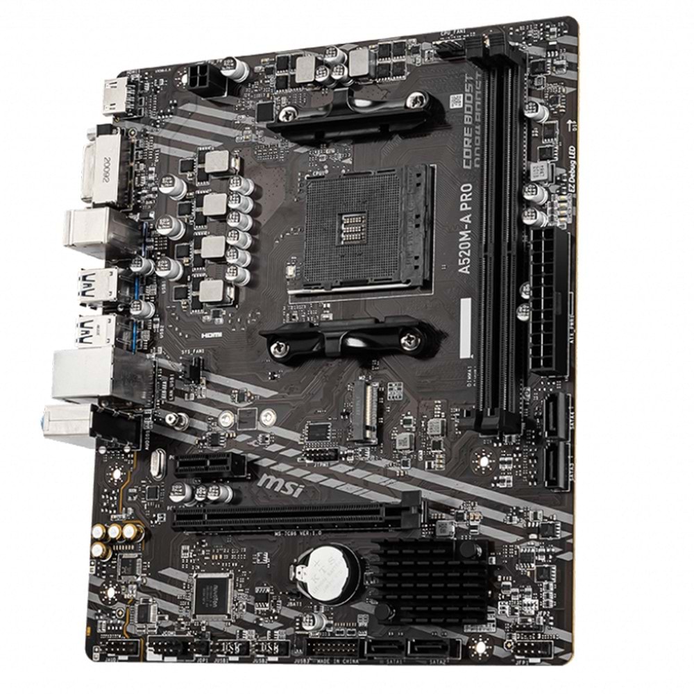 Msi A520M PRO DDR4 USB3.2 M.2 DP-HDMI VGA PCI3.0 AMD4 Anakart