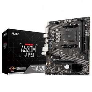 Msi A520M-A PRO A520 DDR4 USB3.2 M.2 HDMI VGA PCI3.0 AMD4 Anakart
