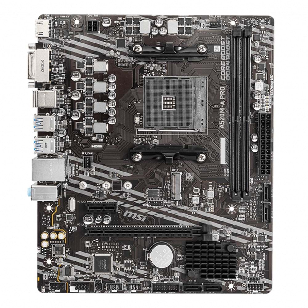 Msi A520M-A PRO A520 DDR4 USB3.2 M.2 HDMI VGA PCI3.0 AMD4 Anakart