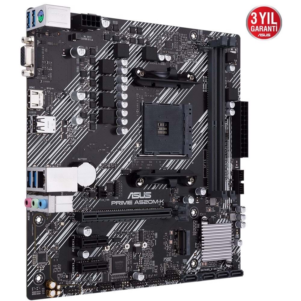 Asus Prime A520M-K AMD A520 DDR4 USB3.2 HDMIVGA PCI 3.0 AM4 Anakart