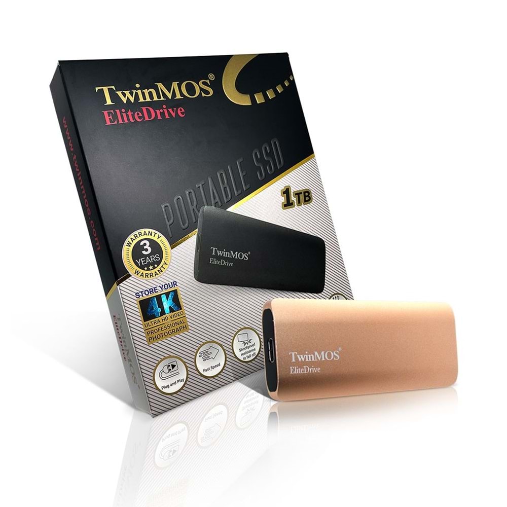 Twinmos 1TB Taşınabilir External SSD USB 3.2/Type-C Gold PSSDGGBMED32-G