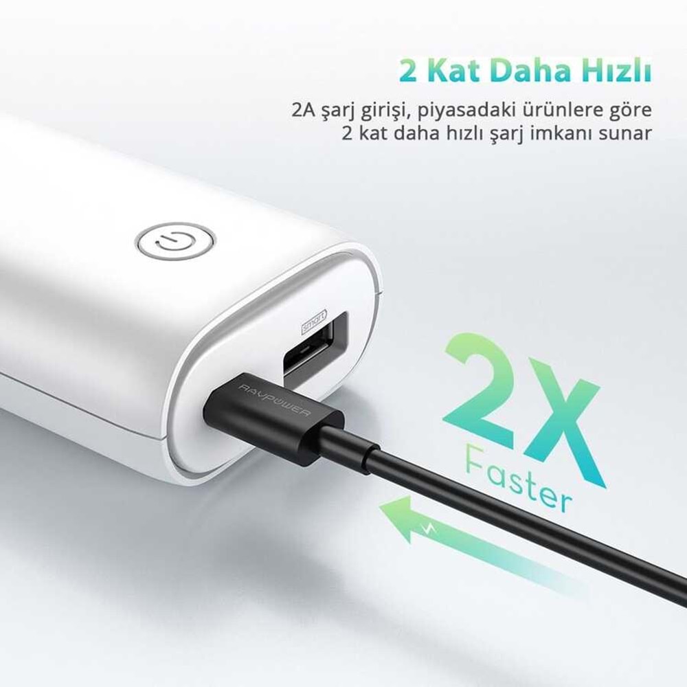 RAVPOWER 6700mAhTaşınabilir Beyaz Şarj Cihazı RP-PB169-WHT