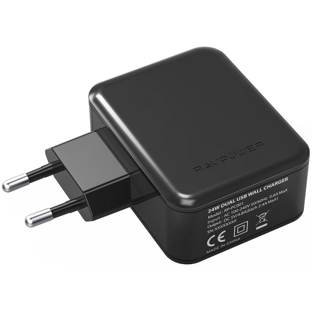 RAVPOWER Duvar tipi 24W Dual Port Notebook Sarji RP-PC001