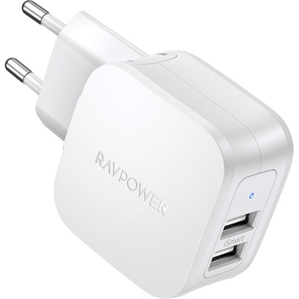 RAVPOWER Duvar tipi 17W Dual Port Notebook Sarji Beyaz RP-PC121-WHT