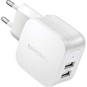 RAVPOWER Duvar tipi 17W Dual Port Notebook Sarji Beyaz RP-PC121-WHT