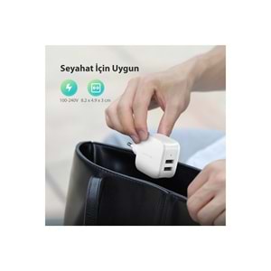 RAVPOWER Duvar tipi 17W Dual Port Notebook Sarji Beyaz RP-PC121-WHT