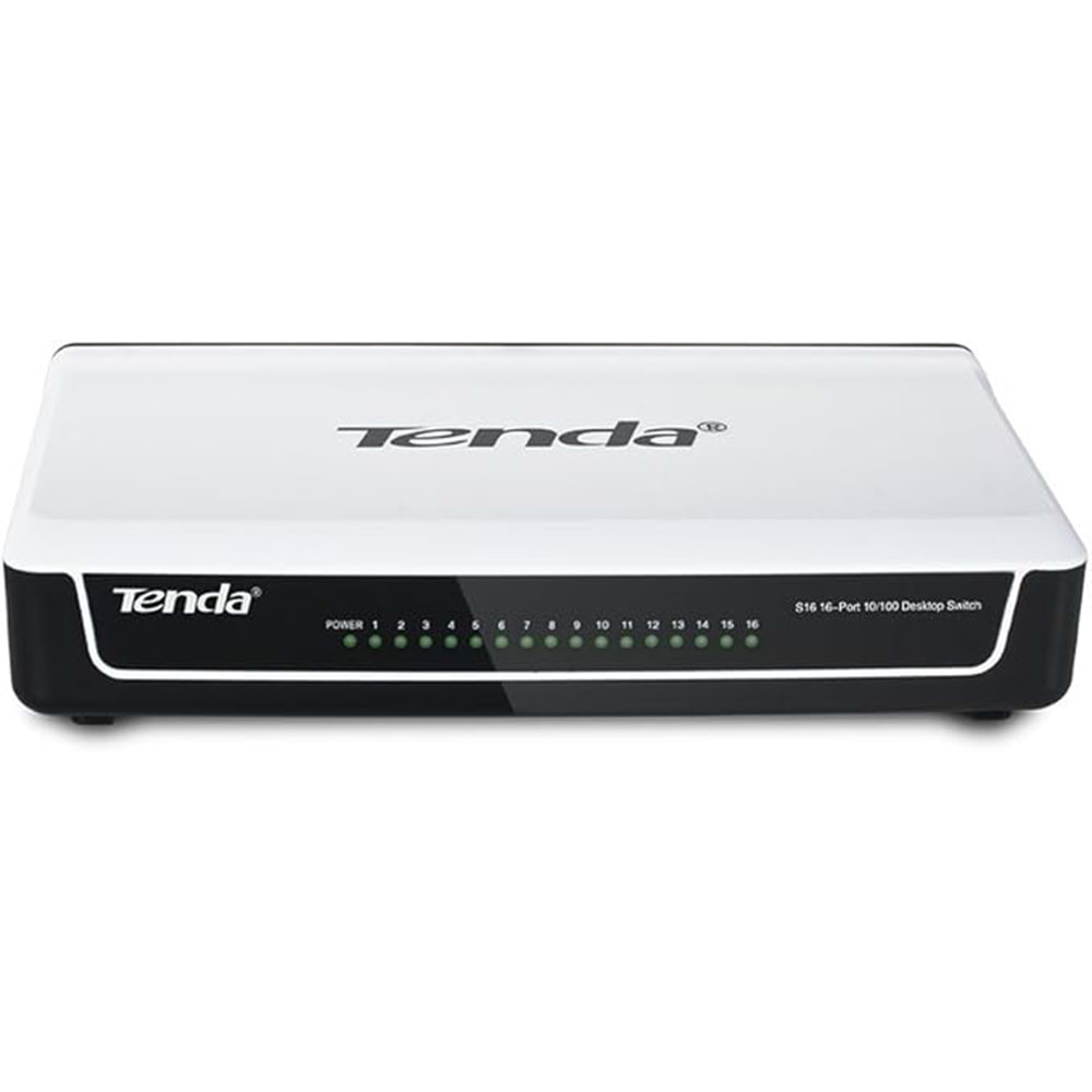 Tenda 10/100Mbps 16xPort Siyah-Beyaz Masaüstü Switch S16