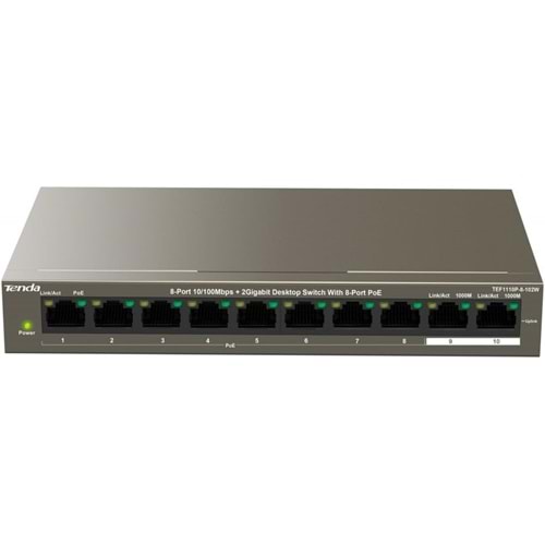 Tenda 8 Port 10/100+2G Desktop Switch TEF1110P