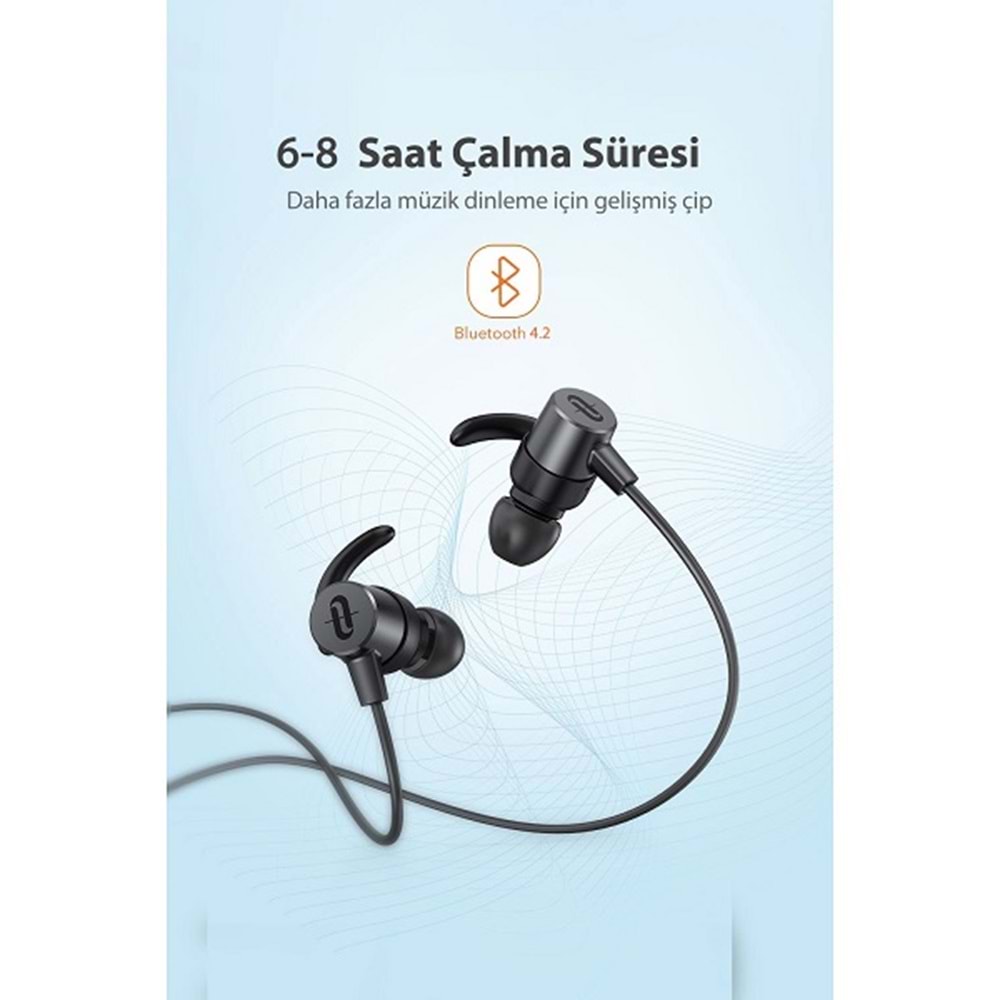TAOTRONICS Mıknatıslı Siyah Spor Bluetooth Kulaklık IPX6 aptX HD Ses 8 Saat TT-BH07