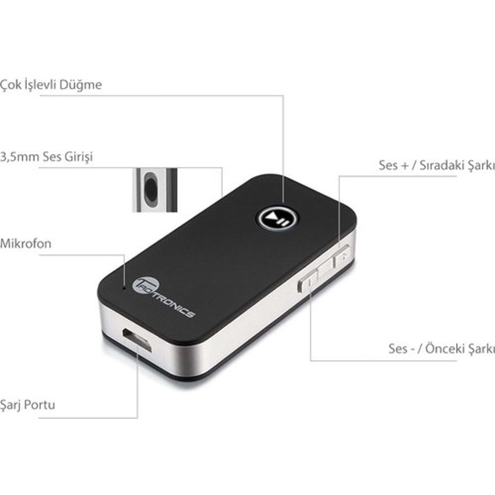 TAOTRONICS Bluetooth Alıcı 3.5 mm Eller Serbest Arama 8 TT-BR05